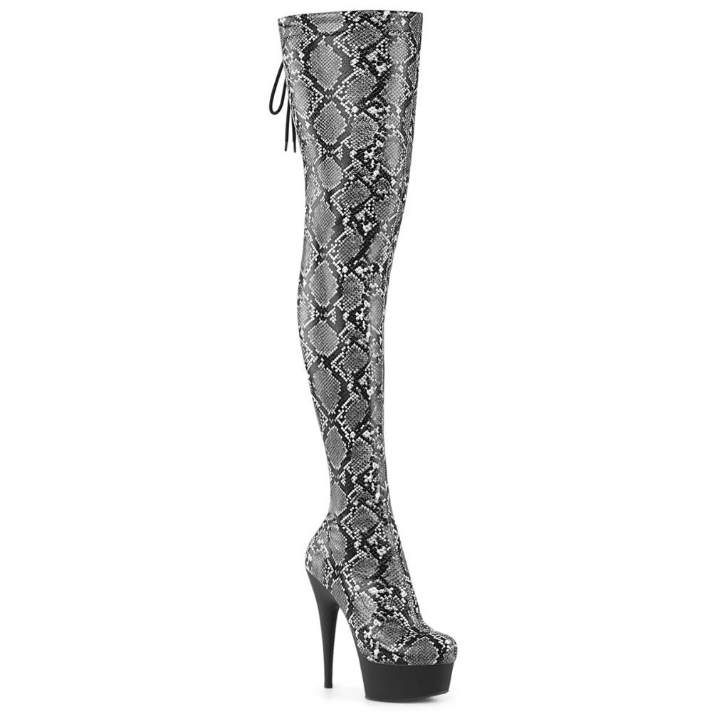 Pleaser - DELIGHT-3008SP-BT Platform overknee Boots - Grey/Black